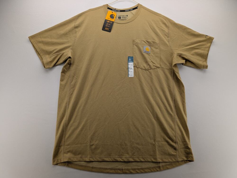 NWT Carhartt Force Relaxed Fit Short Sleeve Pocket T-Shirt in Sandstone sz Large